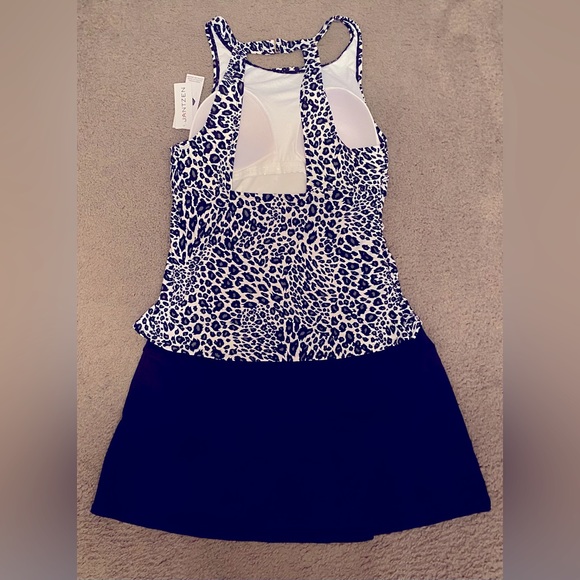 Jantzen Swim Jantzen High Neck Tankini With Skirted Bottom Leopard